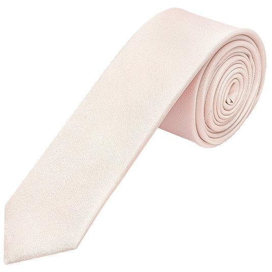 Plain Blush Silk Skinny Mens Tie And Pocket Square Set 2