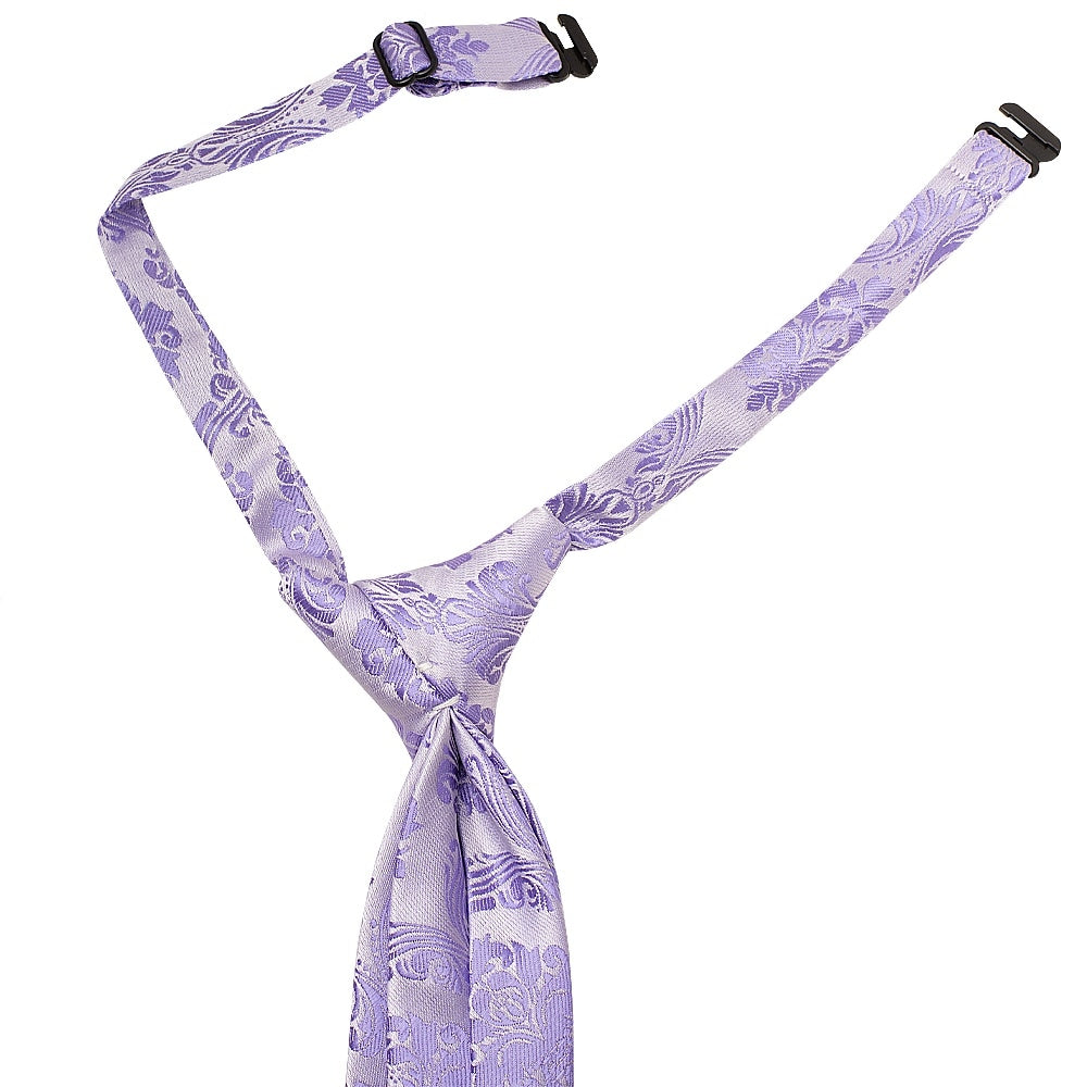 Pre Tied Lilac Paisley Boys Tie Age 4 7 2