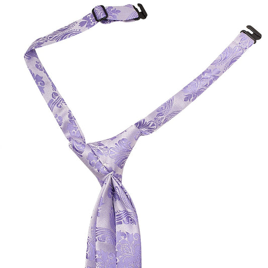 Pre Tied Lilac Paisley Boys Tie Age 4 7 2