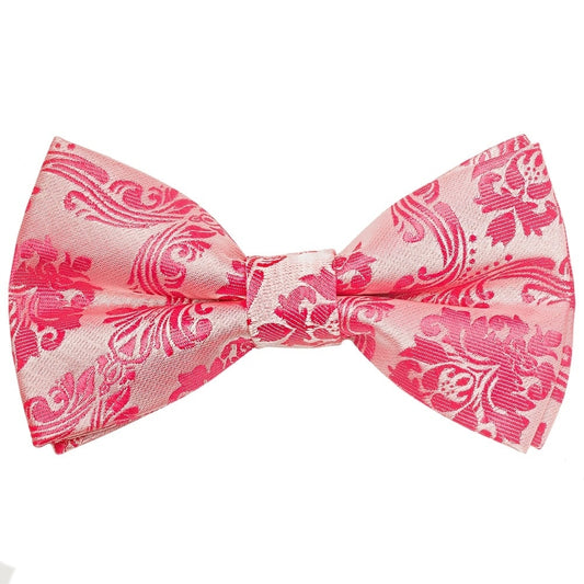 Pre Tied Light Coral Paisley Boys Bow Tie And Pocket Square Set Age 4 7 2