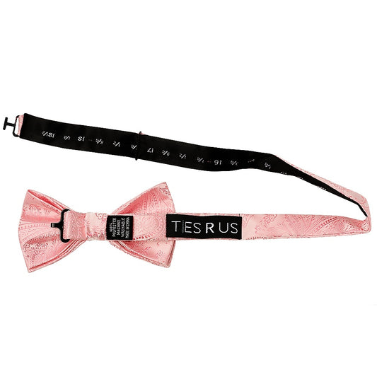 Light Pink Paisley Handmade Mens Bow Tie 2
