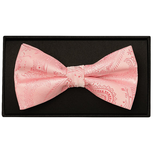 Light Pink Paisley Handmade Mens Bow Tie And Pocket Square Set 2