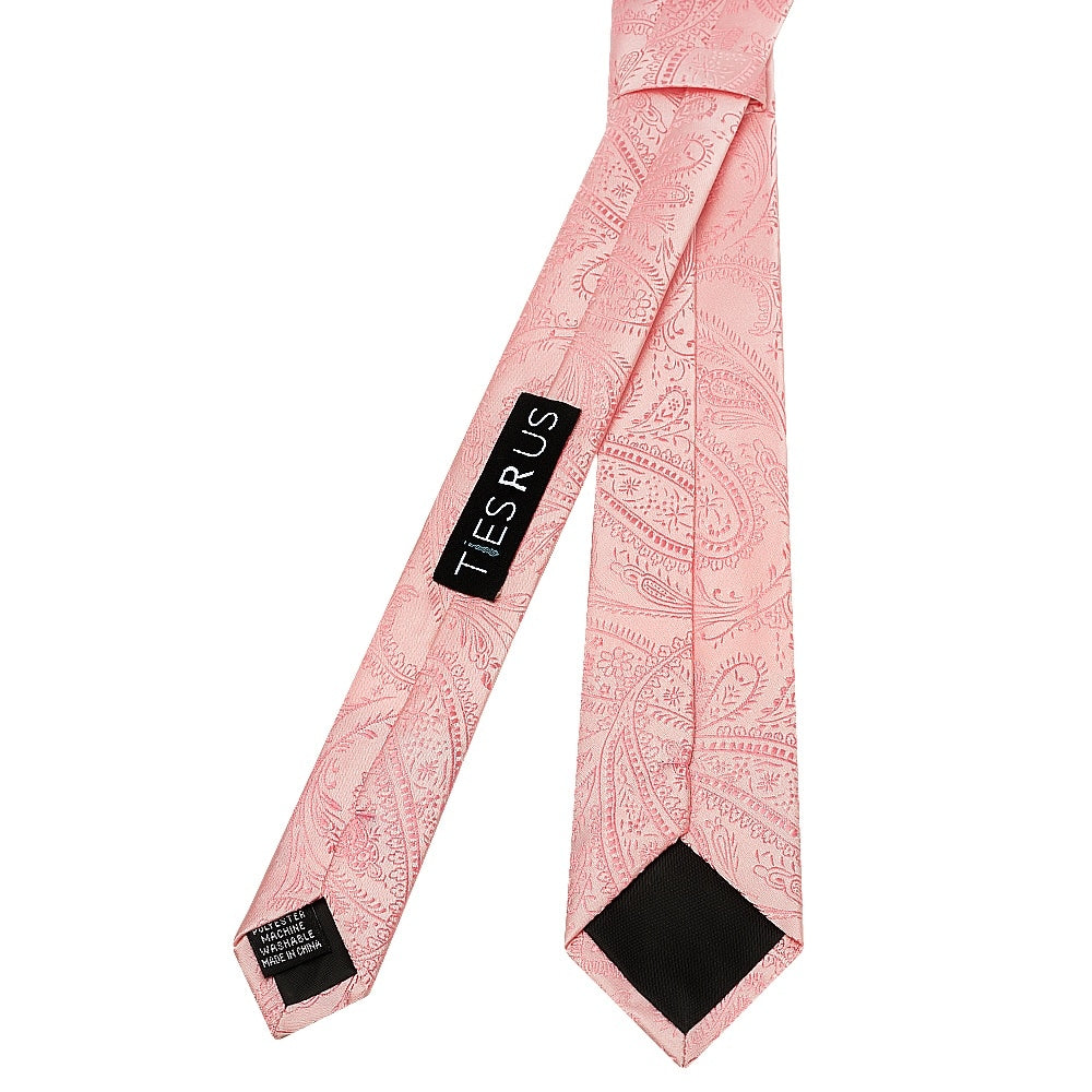 Light Pink Paisley Skinny Boys Tie 3