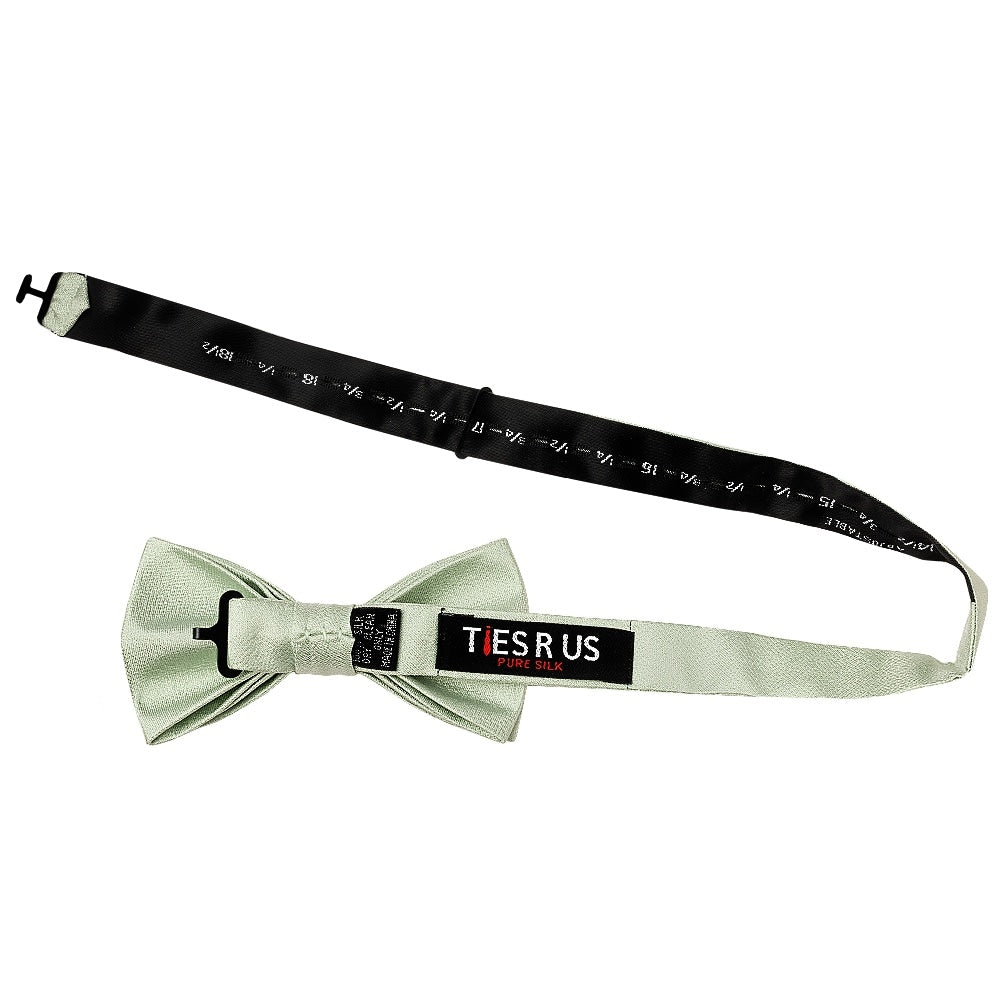 Plain Light Sage Green Silk Mens Bow Tie 2