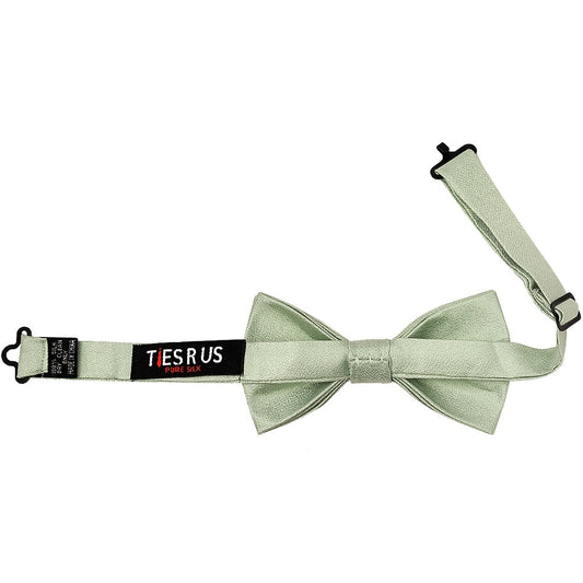 Pre Tied Light Sage Green Silk Boys Bow Tie Age 8 11 2