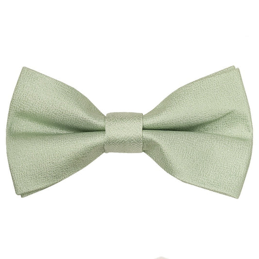 Pre Tied Light Sage Green Silk Boys Bow Tie And Pocket Square Set Age 8 11 2