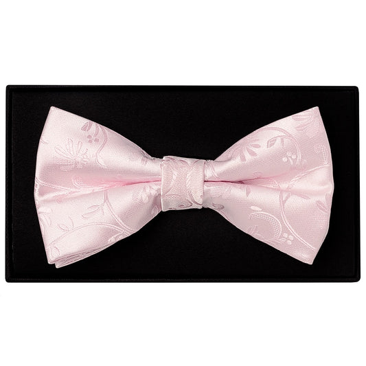 Blush Pink Floral Handmade Mens Bow Tie And Pocket Square Set 2
