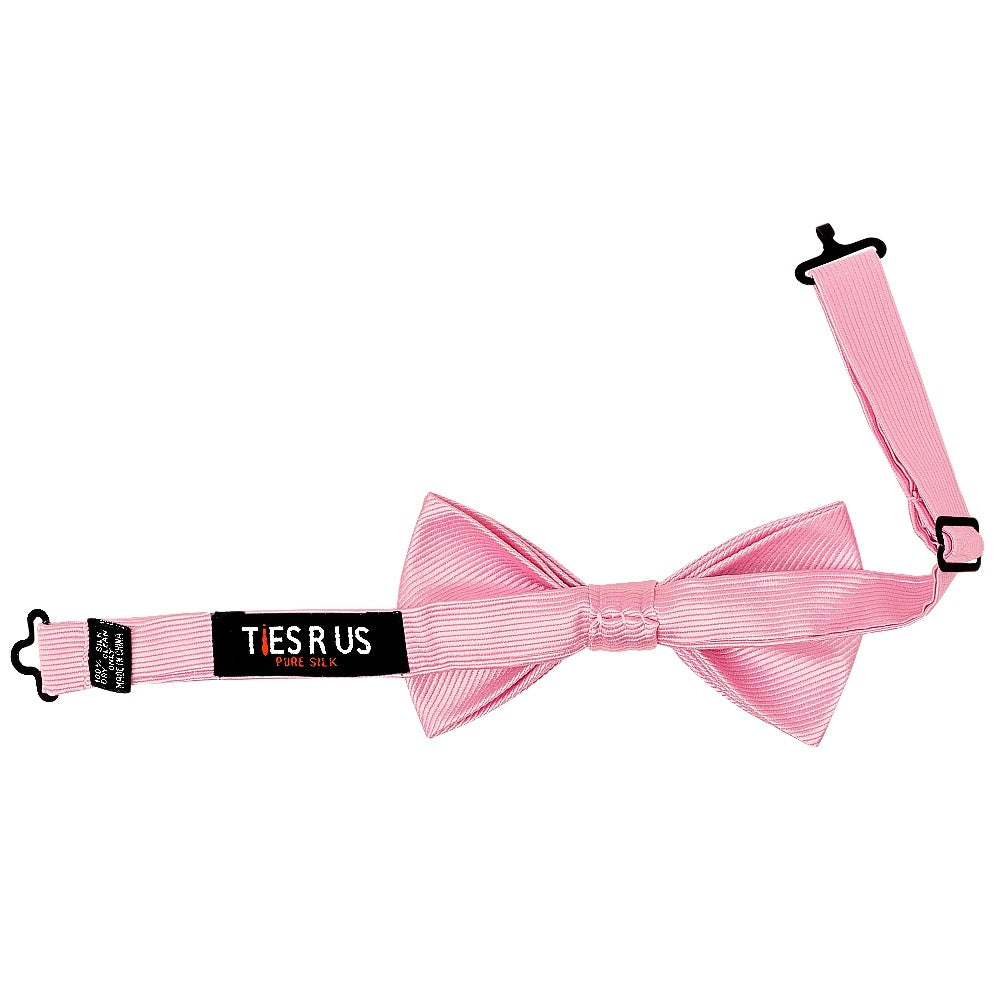 Pre Tied Blush Pink Twill Silk Boys Bow Tie Age 8 11 2