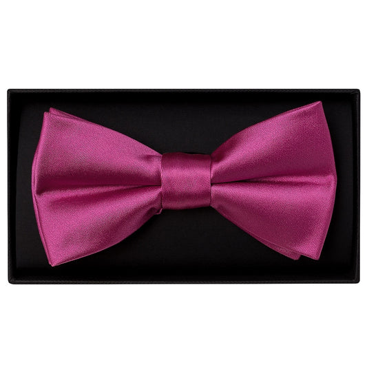 Plain Fuchsia Pink Handmade Mens Bow Tie And Pocket Square Set 2