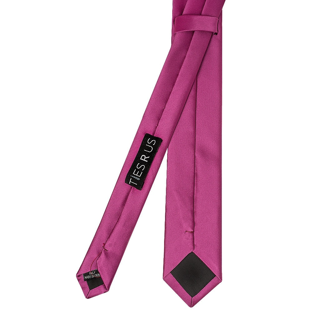 Fuchsia Pink Satin Skinny Boys Tie 3
