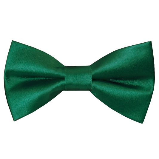 Pre Tied Forest Green Satin Boys Bow Tie And Pocket Square Set 2