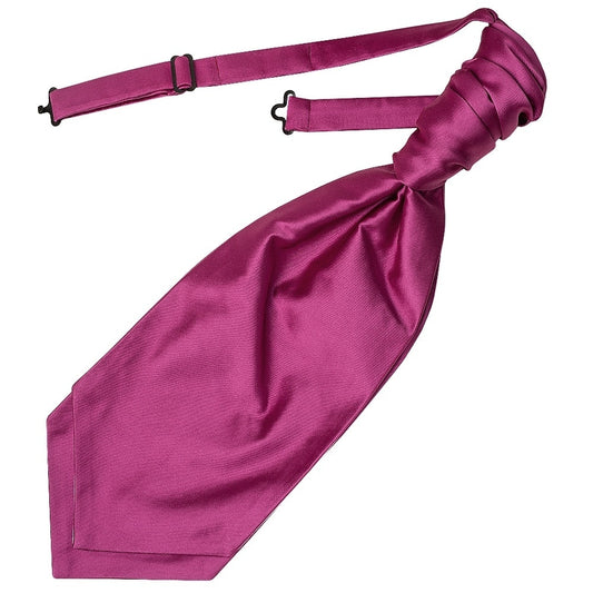 Plain Fuchsia Satin Mens Cravat Tie And Pocket Square Set 2