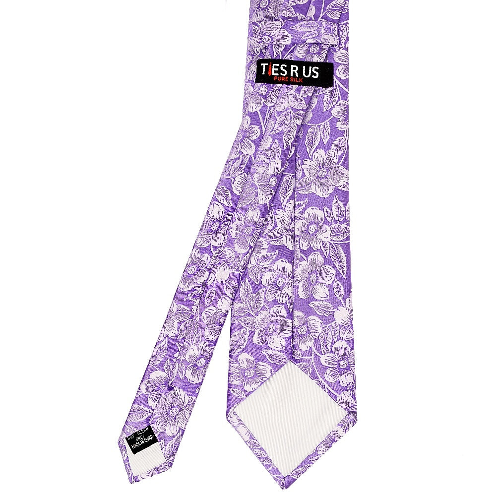 Mens Lavender Floral Silk Classic Tie 3