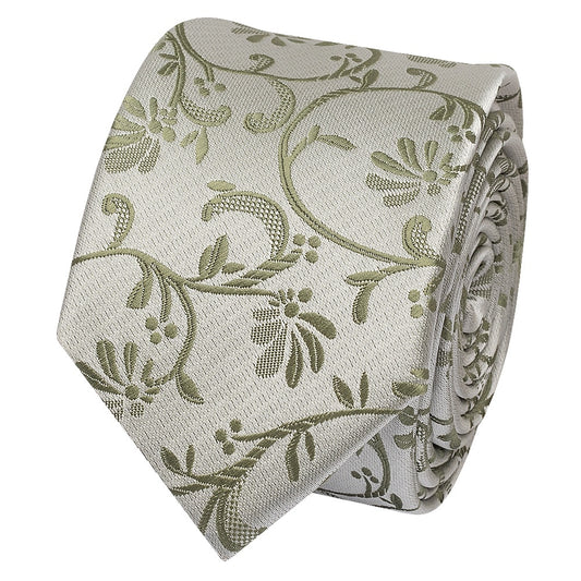 Dusty Sage Floral Skinny Boys Tie 2