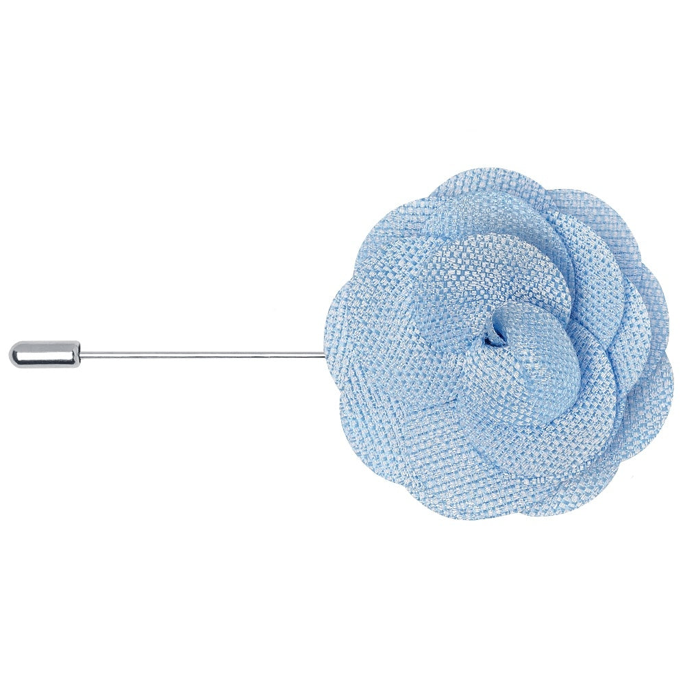 Classic Dusty Blue Mens Tie With Pocket Square And Lapel Pin Set 7