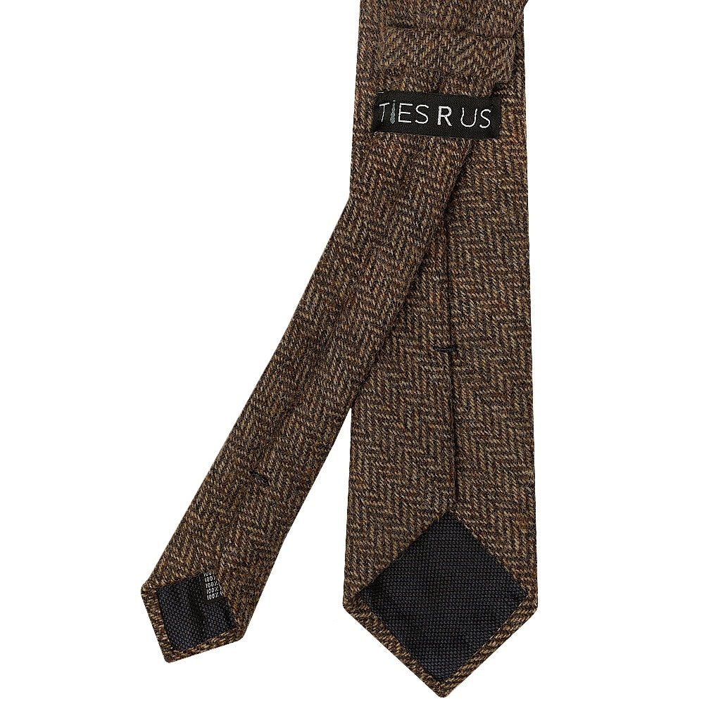 Mens Brown Herringbone Classic Tie 3