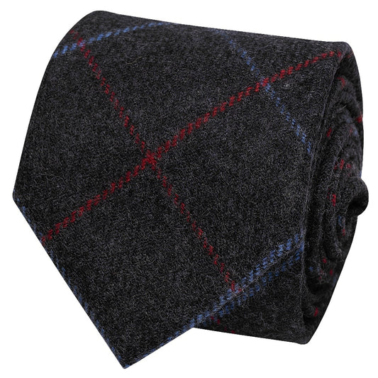 Mens Navy Check Classic Tie 2