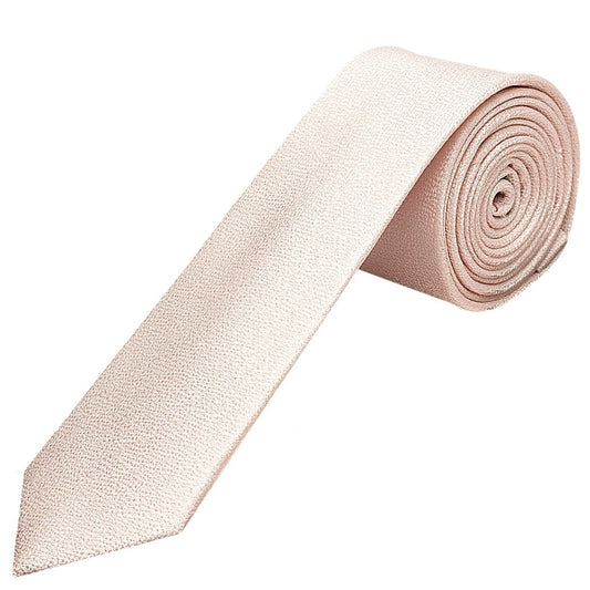 Plain Blush Pink Textured Silk Skinny Boys Tie And Pocket Square Set 2