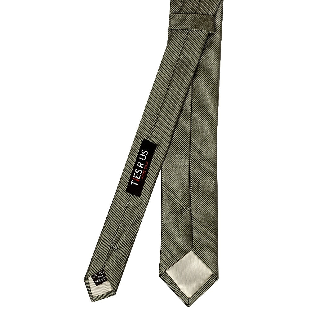 Olive Silk Twill Skinny Mens Tie 3