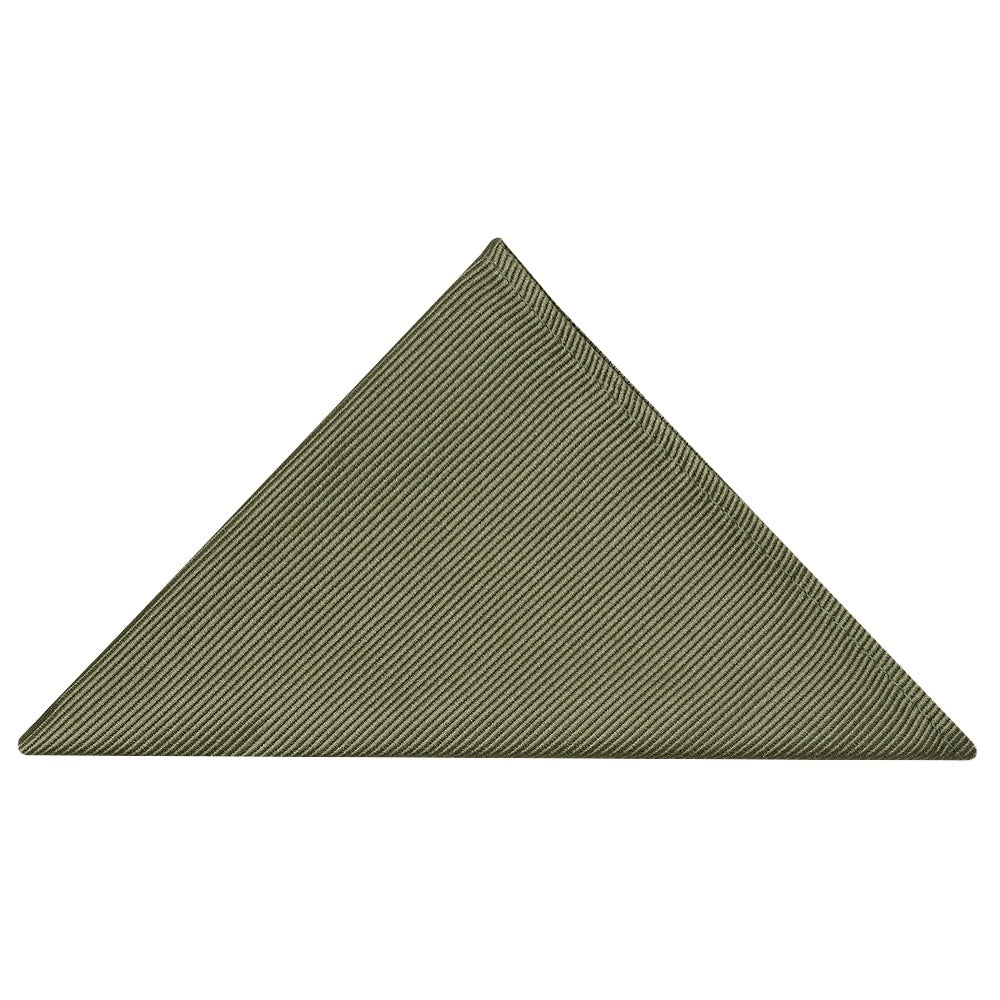 Olive Twill Silk Pocket Square 1