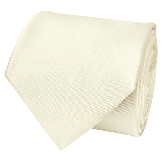 Plain Off White Satin Classic Mens Tie 2