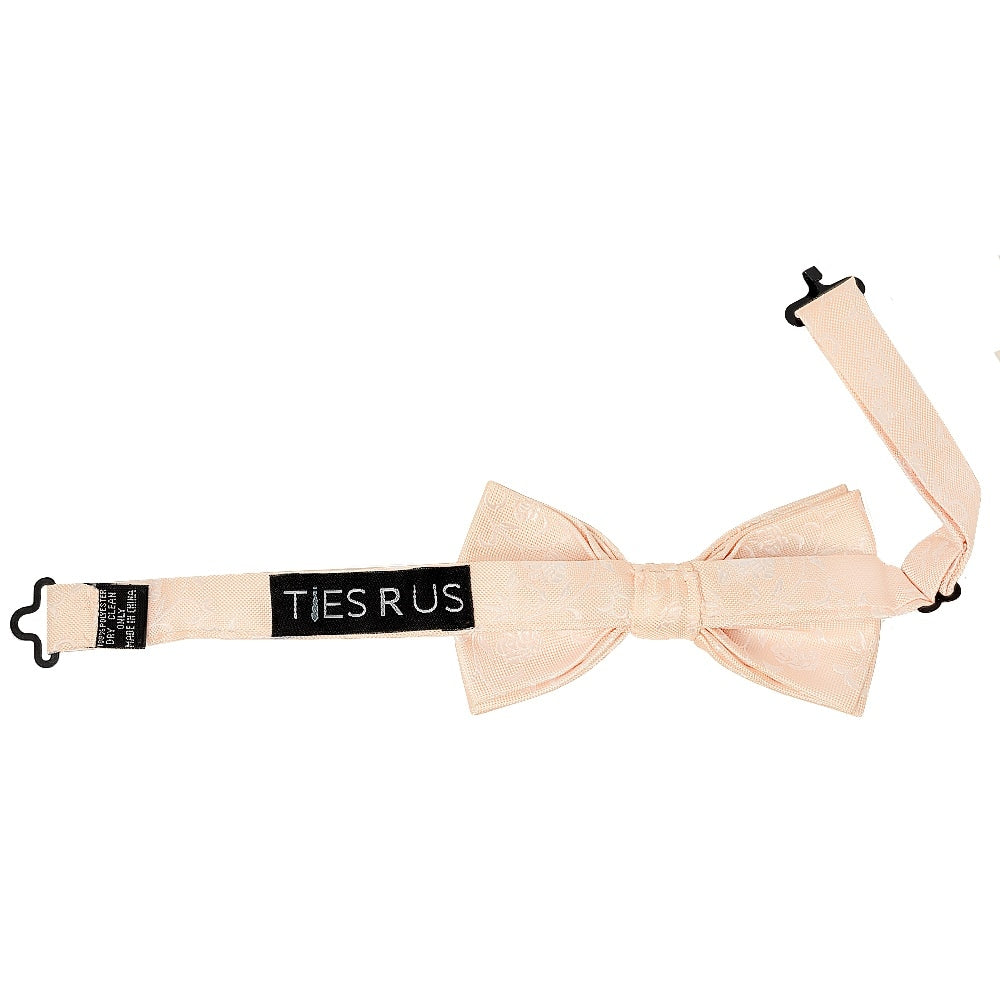 Pre Tied Light Peach And White Floral Boys Bow Tie Age 4 7 2