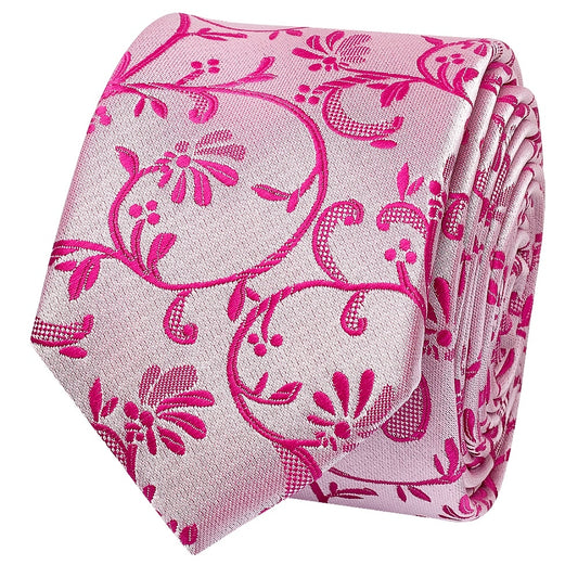 Fuchsia Floral Skinny Boys Tie 2