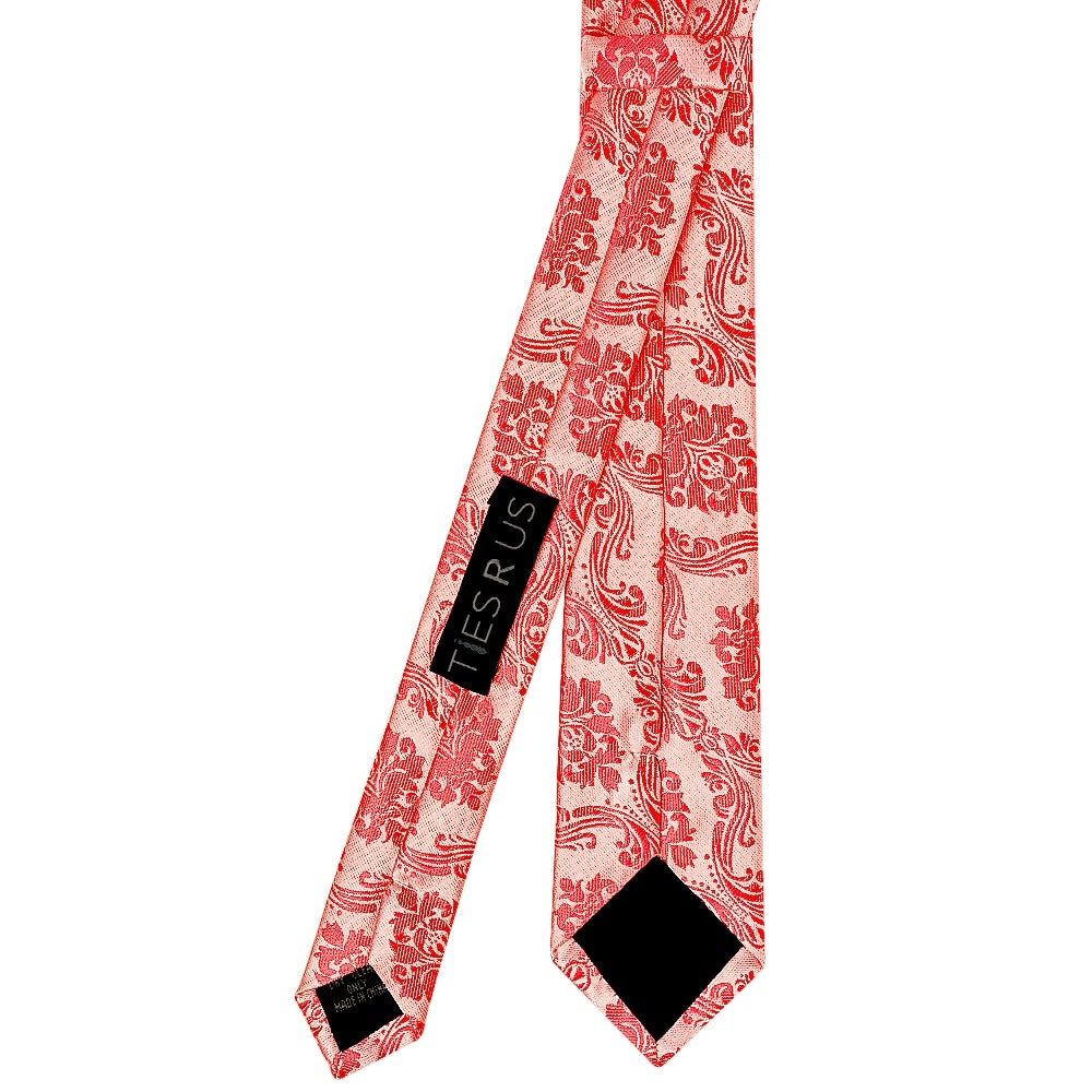 Coral Pink Paisley Skinny Boys Tie 3