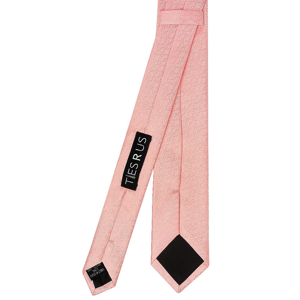 Pink Self Floral Textured Silk Skinny Mens Tie 3