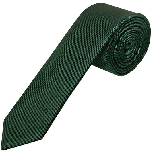 Bottle Green Silk Twill Skinny Mens Tie and Pocket Square Set