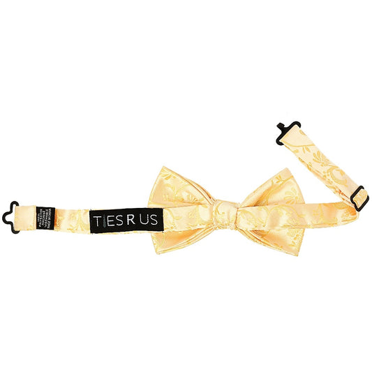 Pre Tied Gold Floral Boys Bow Tie Age 8 11 2