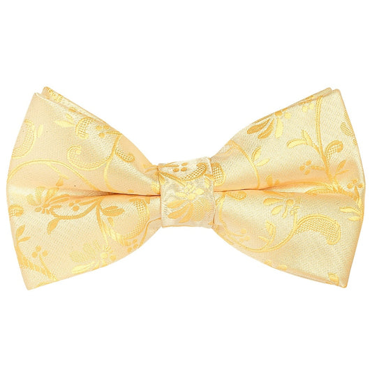 Pre Tied Gold Floral Boys Bow Tie And Pocket Square Set Age 4 7 2