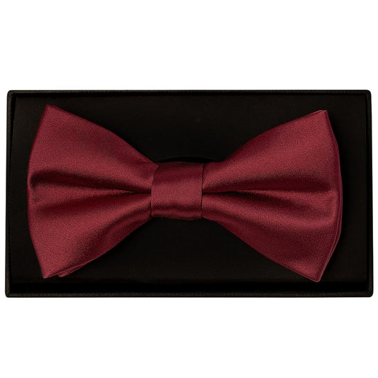 Plain Burgundy Handmade Mens Bow Tie And Pocket Square Set 2