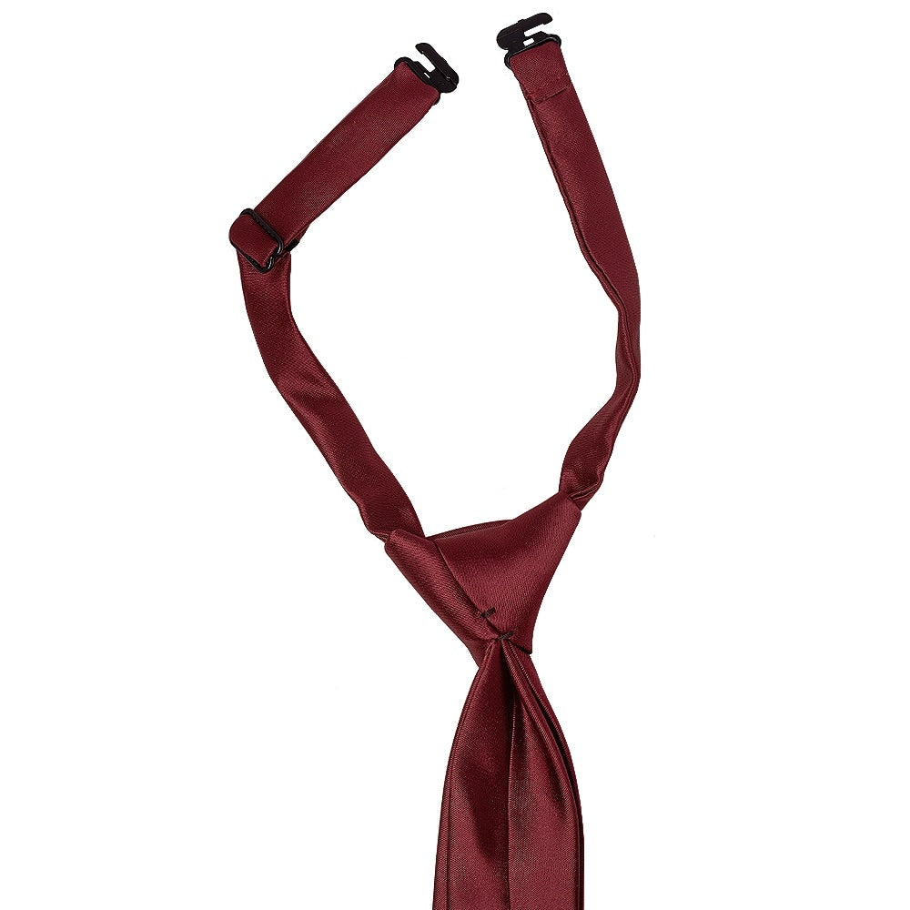 Pre Tied Burgundy Satin Boys Tie Age 4 7 2