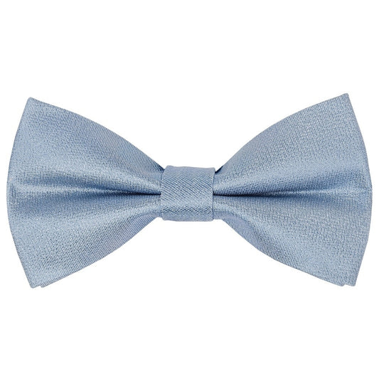Pre Tied Dusty Blue Silk Boys Bow Tie And Pocket Square Set Age 8 11 2