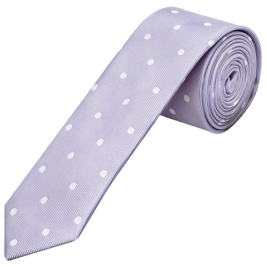 Lilac Large White Spot Skinny Mens Tie And Pocket Square Set 2