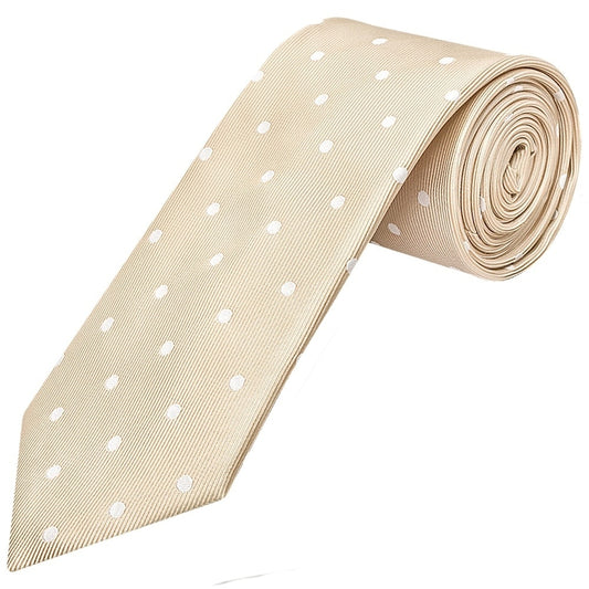 Champagne Large White Spot Classic Mens Tie And Pocket Square Set 2