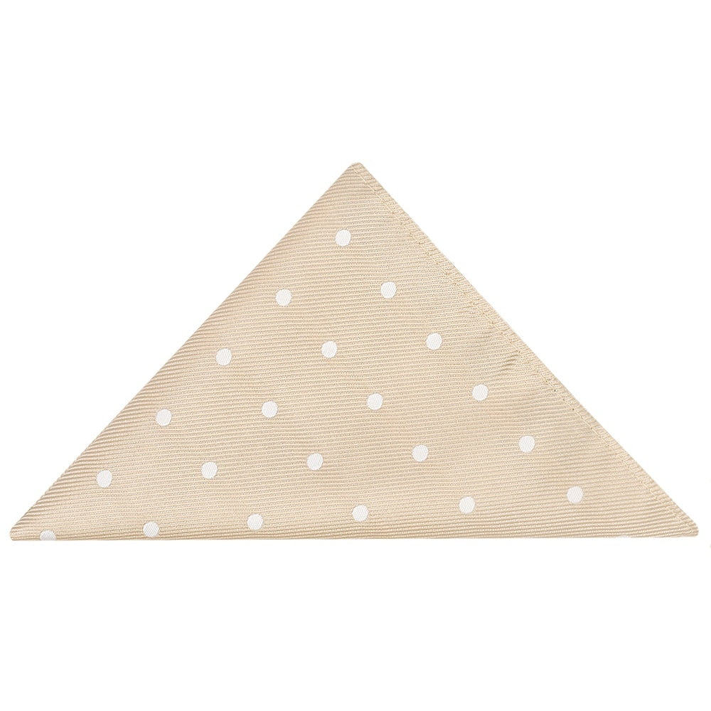 Champagne Large White Spot Classic Mens Tie And Pocket Square Set 5