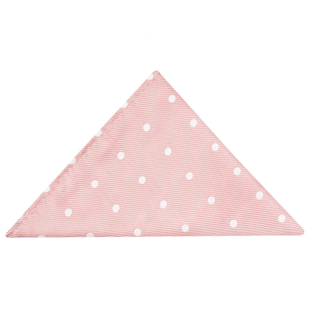 Pink Large White Spot Classic Mens Tie And Pocket Square Set 5