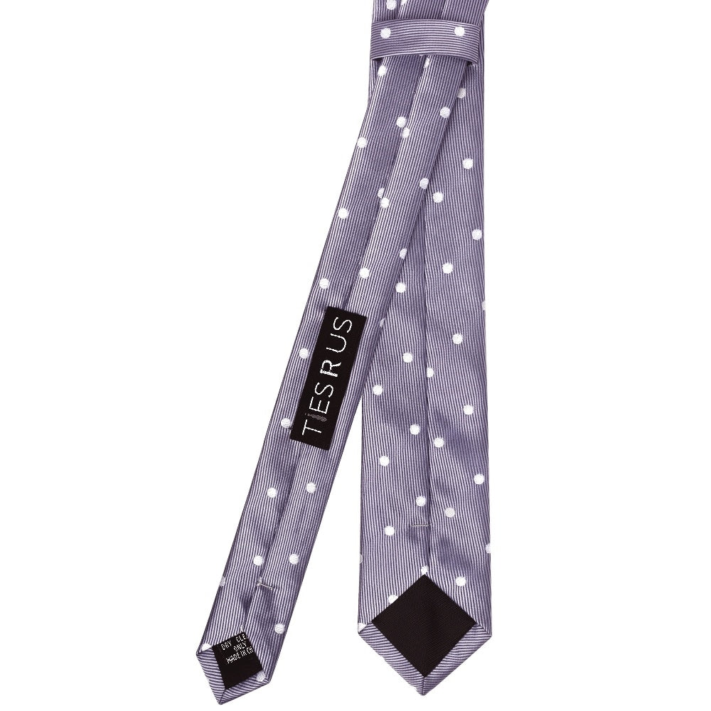 Mauve Large White Spot Skinny Mens Tie 3