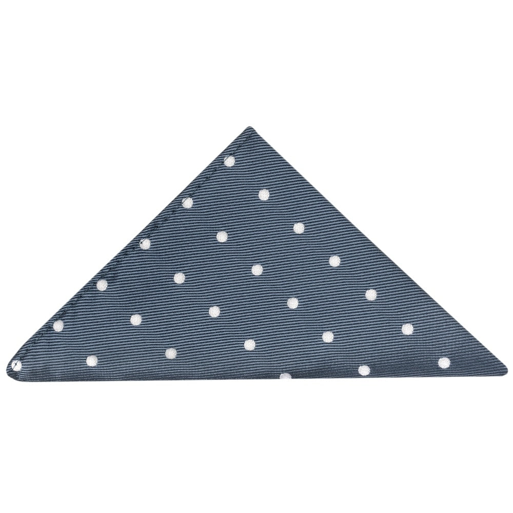 Navy Large White Spot Skinny Mens Tie And Pocket Square Set 5