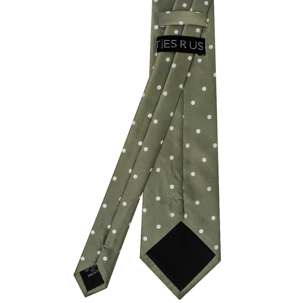 Olive Large White Spot Classic Mens Tie 3