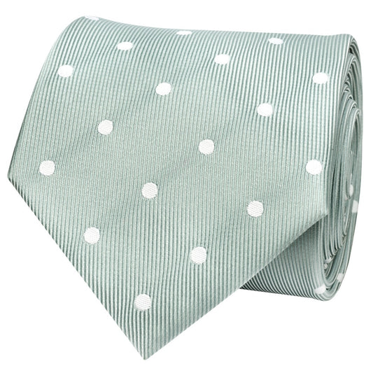 Light Green Large White Spot Classic Mens Tie 2
