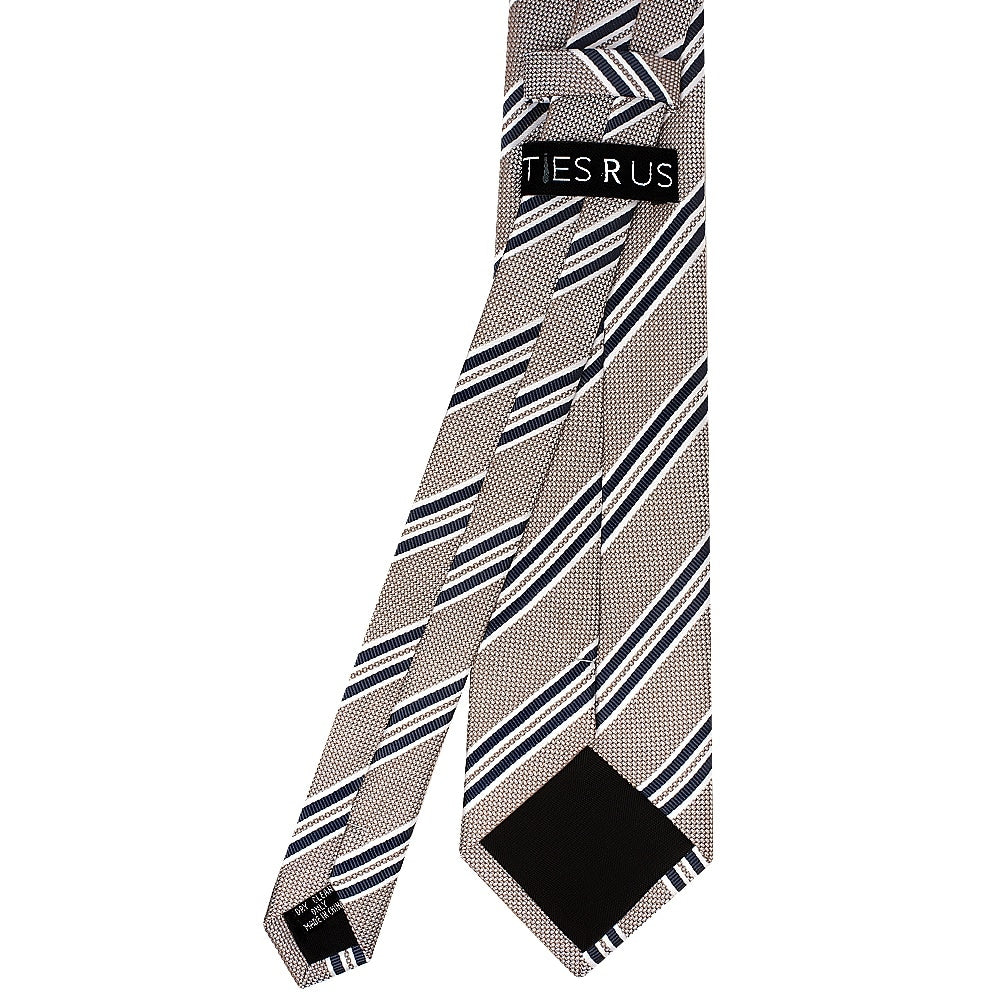 Silver Twin Stripe Classic Mens Tie 3