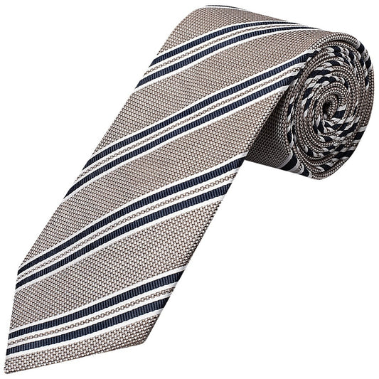 Silver Twin Stripe Classic Mens Tie And Pocket Square Set 2
