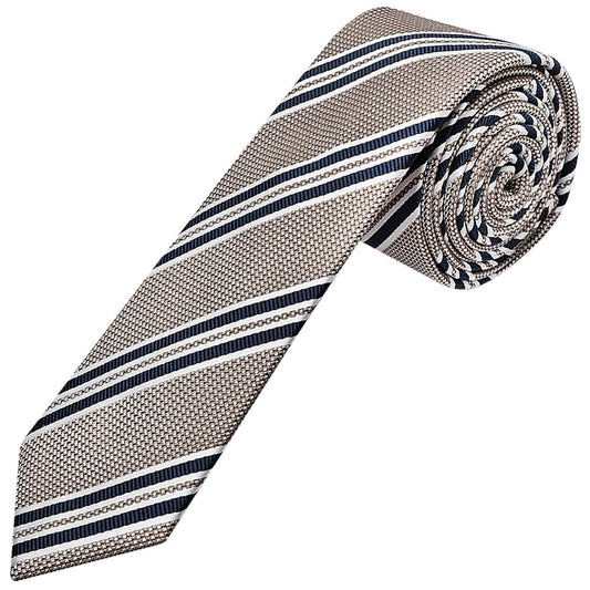 Silver Twin Stripe Skinny Mens Tie And Pocket Square Set 2