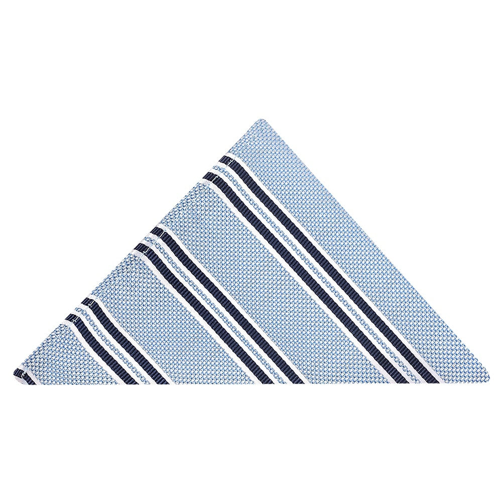 Blue Twin Stripe Classic Mens Tie And Pocket Square Set 5