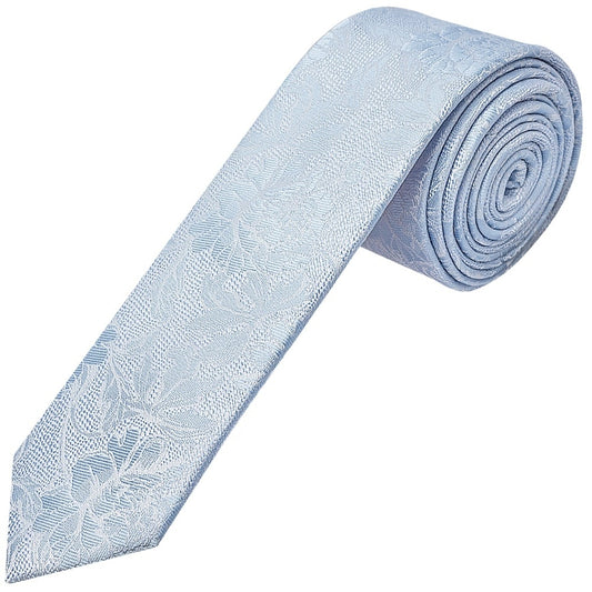 Blue Flower Skinny Mens Tie And Pocket Square Set 2