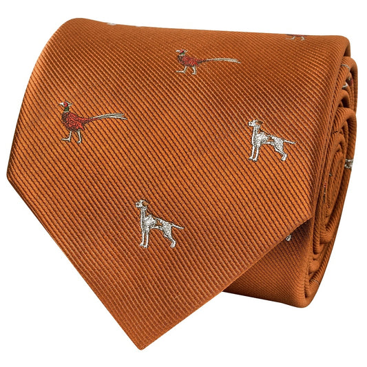 Orange Dog And Pheasant Classic Mens Tie 2