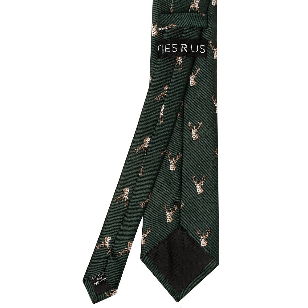 Bottle Green Deer Head Classic Mens Tie